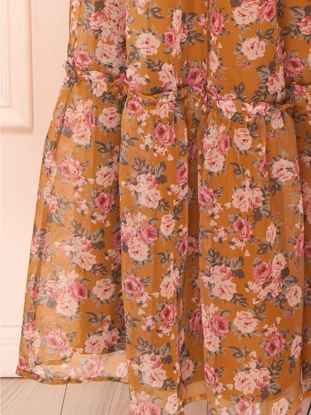 STORIA Floral Tiered Midi Dress | Size Medium | Cottagecore Boho Romantic | Line - Picture 10 of 16